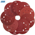 5 polegadas 8 orifícios de óxido de alumínio vermelho discos abrasivos